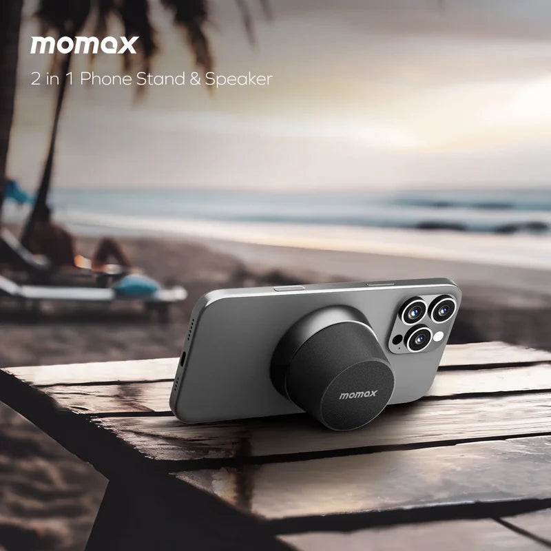 Momax Vibe Go Magnetic Wireless Speaker Black - سبيكر لاسلكي مغناطيسي محمول 3 واط من موماكس اسود