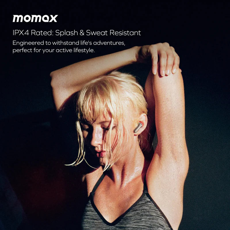 Momax Vibe Lite True Wireless Noise Cancelling Earbuds Gold - سماعات بلوتوث بتقنية الغاء الضوضاء من موماكس ذهبي