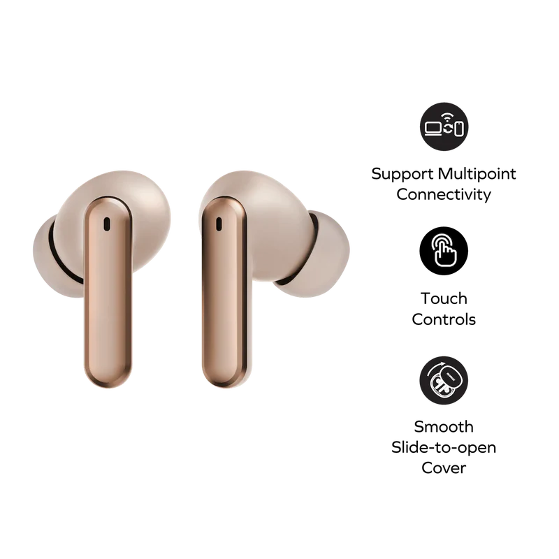 Momax Vibe Lite True Wireless Noise Cancelling Earbuds Gold - سماعات بلوتوث بتقنية الغاء الضوضاء من موماكس ذهبي