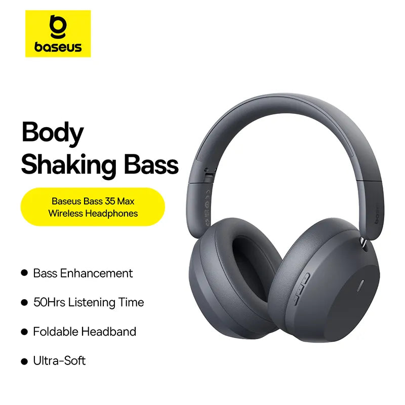 BASEUS BASS 35 MAX WIRELESS HEADPHONES TWILIGHT GREY - سماعات هيدسيت لاسلكية من باسيوس
