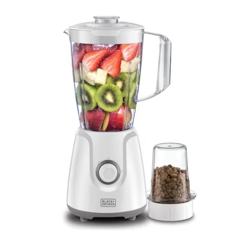 Black&Decker BX4030-B5 Blender With Grinder 400W white - خلاط كهربائي بقدرة 400 واط مع مطحنة من بلاك اند ديكر