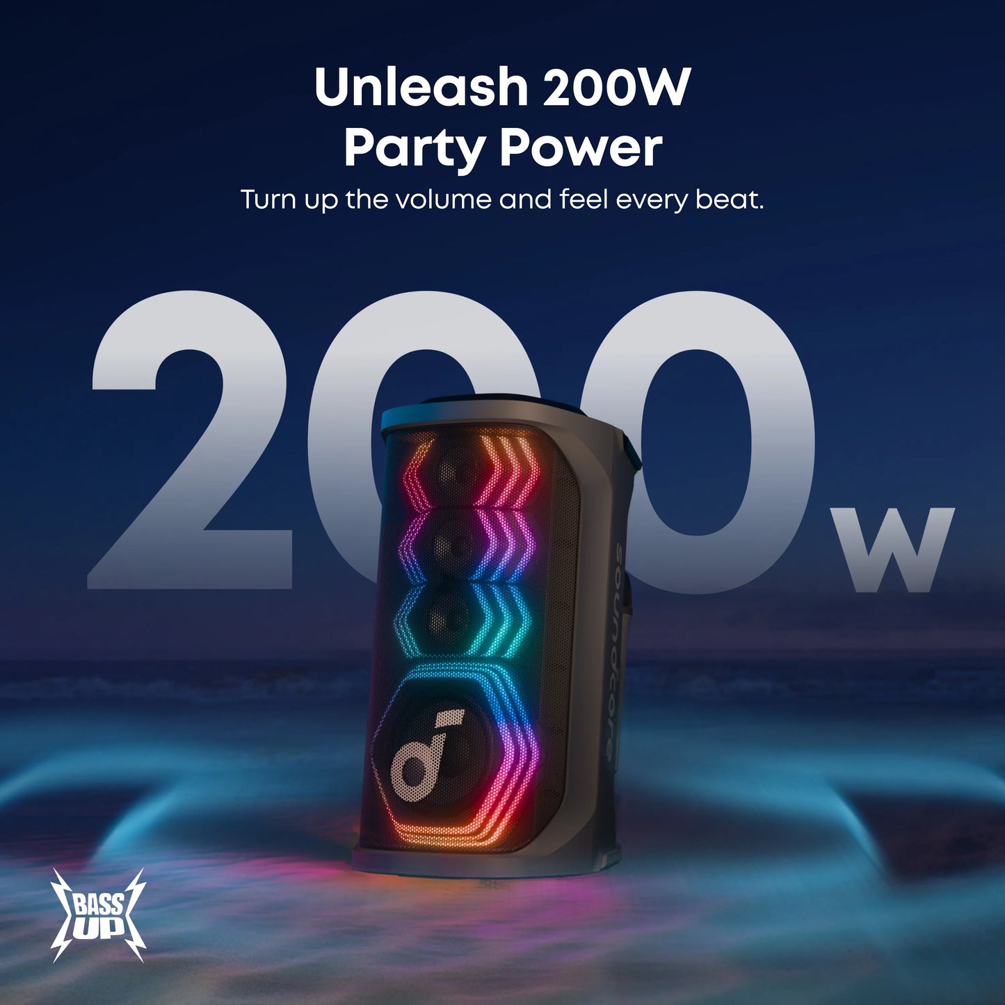 Anker Soundcore Rave 3S Speaker 200W Black - سبيكر 200 واط مع مايكروفون كاريوكي ثنائي من انكر اسود
