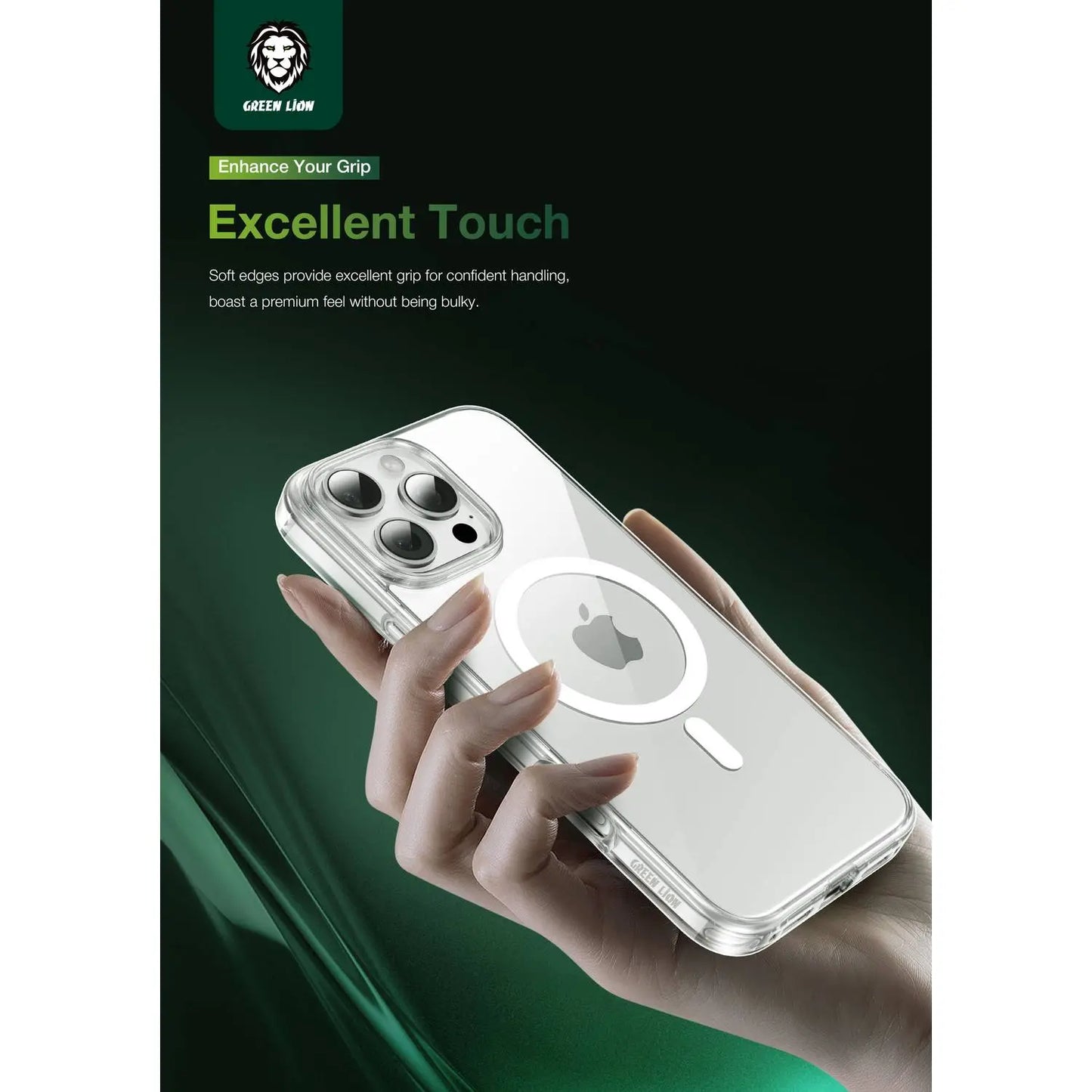 Green Lion Magsafe Crystal Clear Case iPhone 15 Pro Clear - كفر شفاف
ماك سيف للايفون 15 برو من كرين