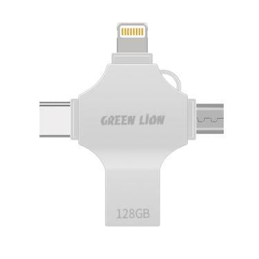 Green Lion 4 in 1 USB Flash Drive 128GB Silver - فلاش 128 جيجابايت 4 في 1 من كرين