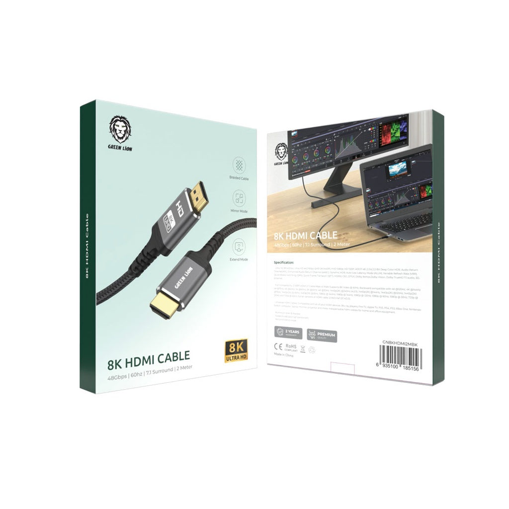 Green Lion 8k HDMI to HDMI 2m - كيبل اج دي بطول 2 متر من كرين