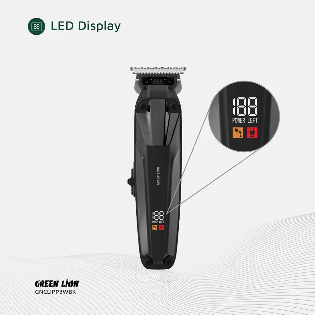 Green Lion Clip Master Professional Hair Clipper Black - ماكنة حلاقة احترافية مع شاشة رقمية من كرين اسود