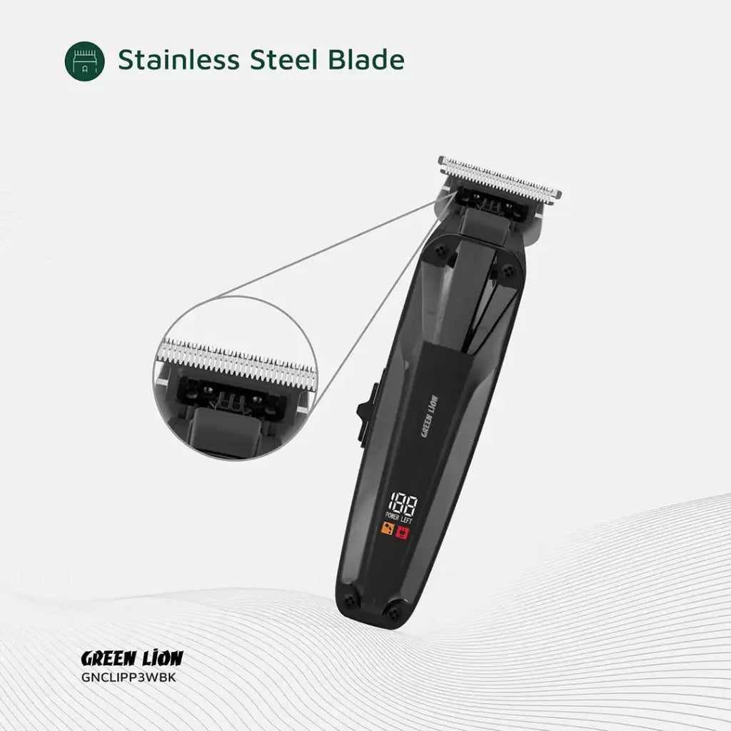 Green Lion Clip Master Professional Hair Clipper Black - ماكنة حلاقة احترافية مع شاشة رقمية من كرين اسود