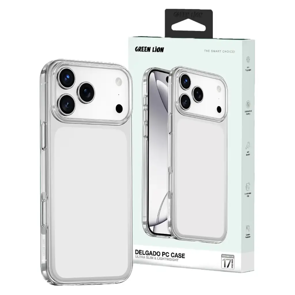 Green Lion Delgado PC Case For iP 17 6.3" Clear - كفر ايفون 17 شفاف من كرين