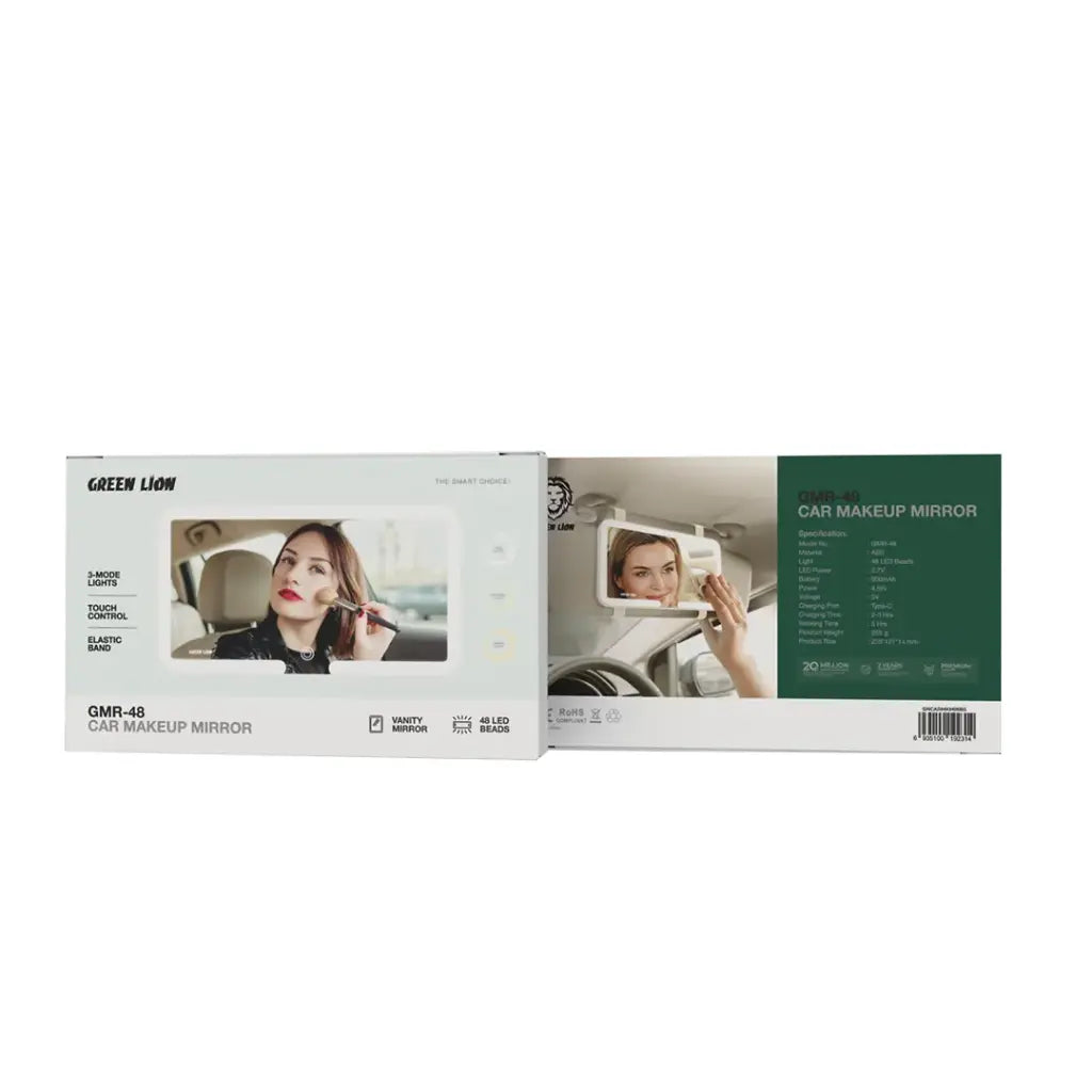 Green Lion GMR-48 Car Makeup Mirror Biege - مراة مكياج للسيارة مع اضاءة LED من كرين