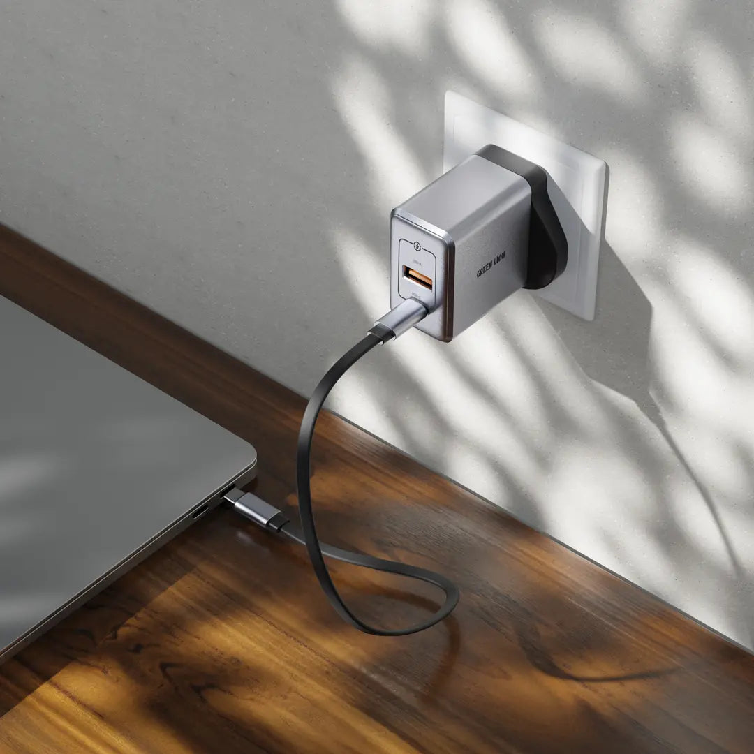 Green Lion GaNPremium UK Plug PD 65W Gray - شاحن 65 واط من كرين رمادي
