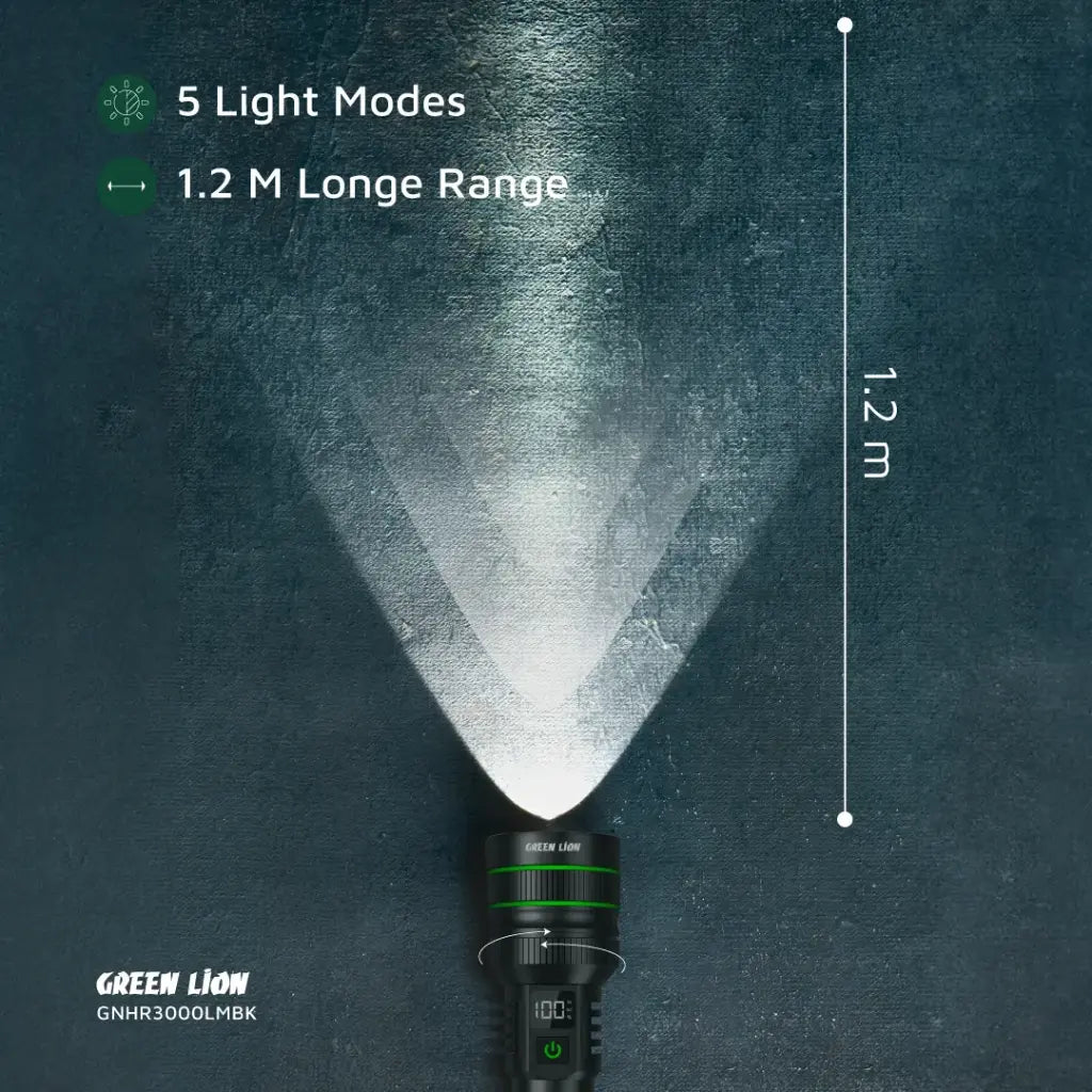 Green Lion Hyper Ray Pro 3000LM Black - مصباح كشاف 3000 لومن من كرين اسود