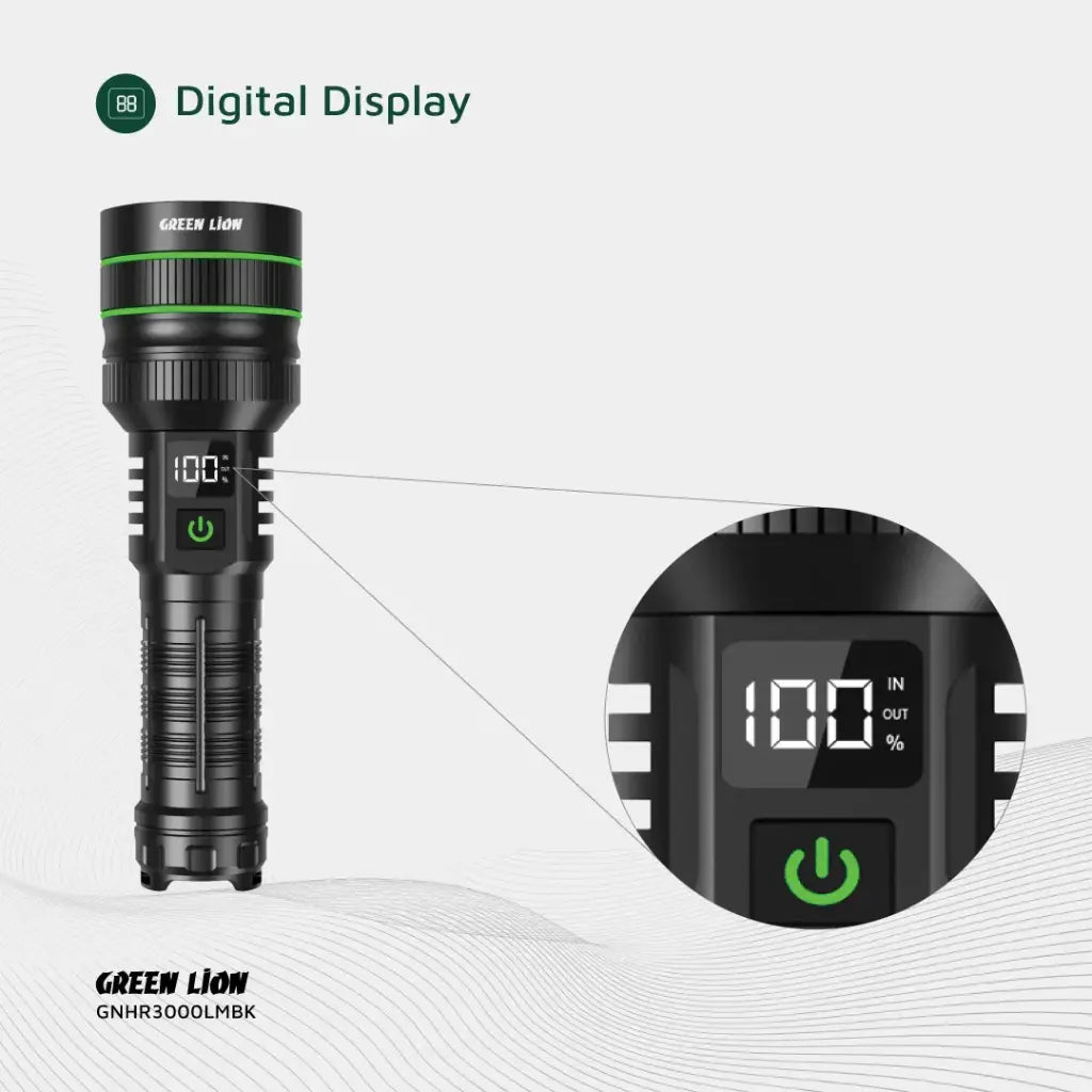 Green Lion Hyper Ray Pro 3000LM Black - مصباح كشاف 3000 لومن من كرين اسود