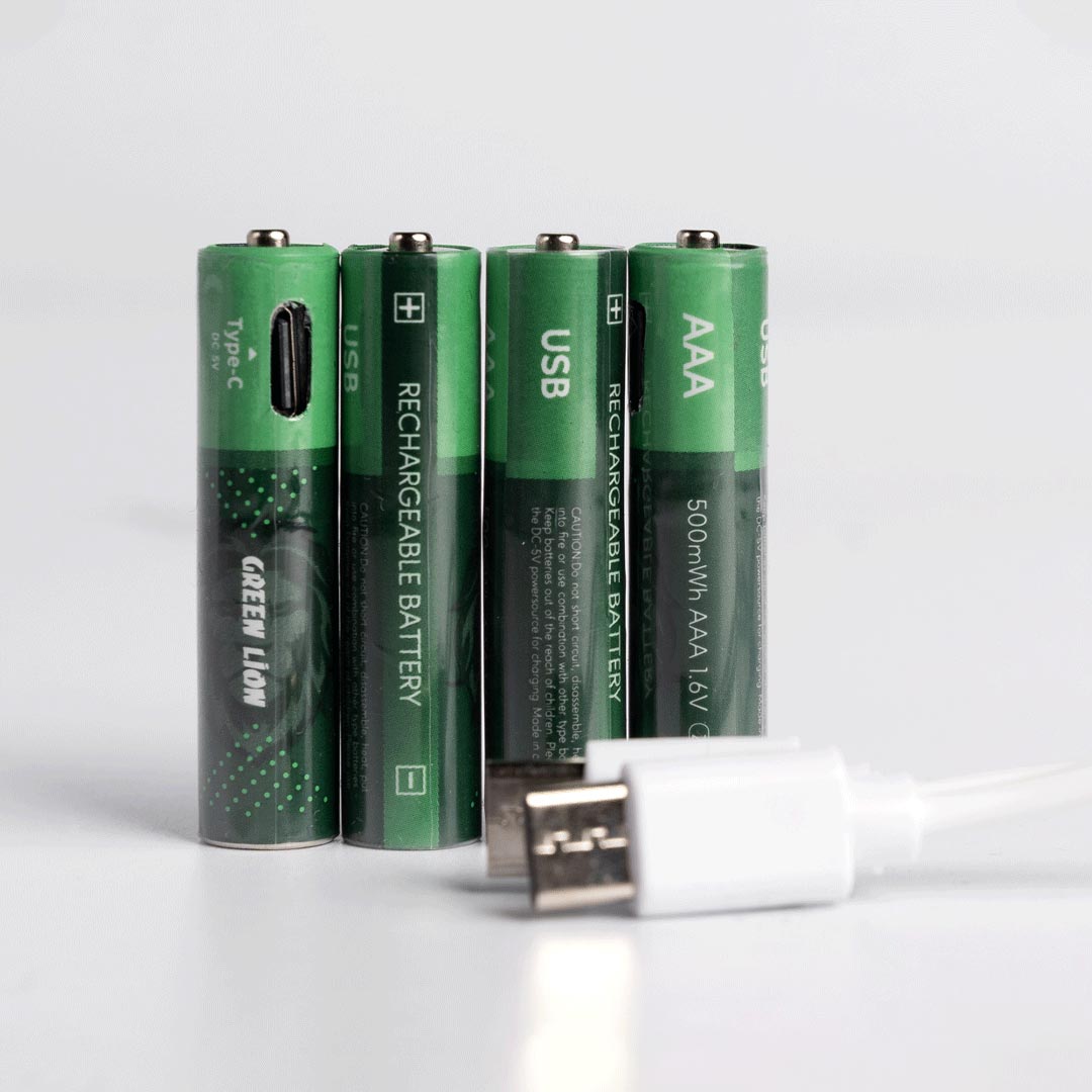 Green Lion Rechargeable Battery AAA ( 4pcs/pack ) 500mWh / 1.6V - Green-بطاريات AAA قابلة لإعادة الشحن من غرين لايون