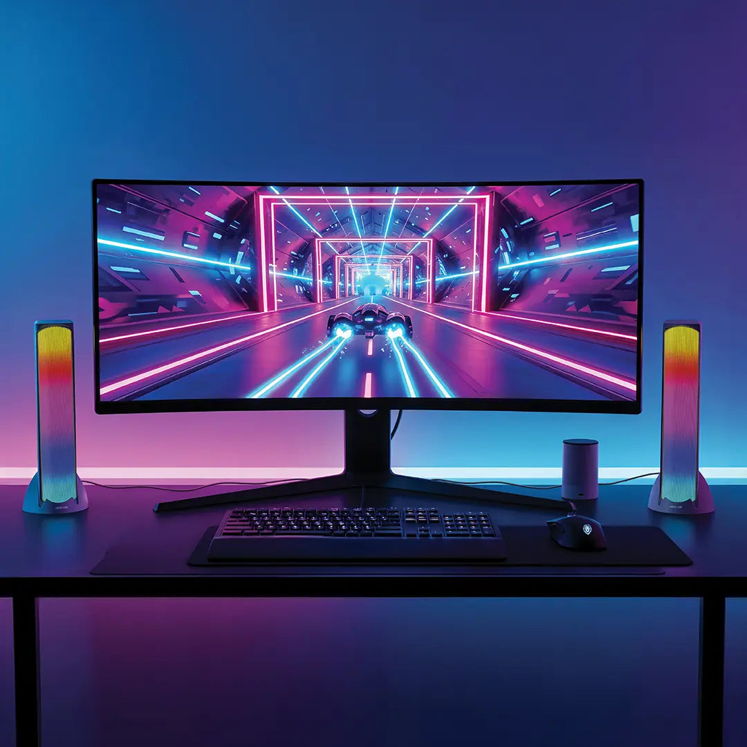 Green Lion Soundray Gaming Speakers White - سبيكر العاب باضاءة RGB وصوت قوي من كرين لون ابيض