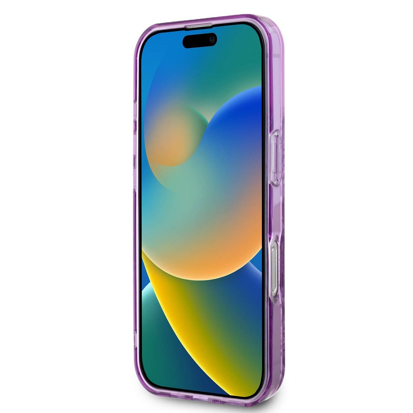 Guess Magsafe IML Transparent Hard case With Flower Design & Tonal Circle Logo Fo 16 PRO - كفر ماك سيف للايفون 16 برو من جيسس