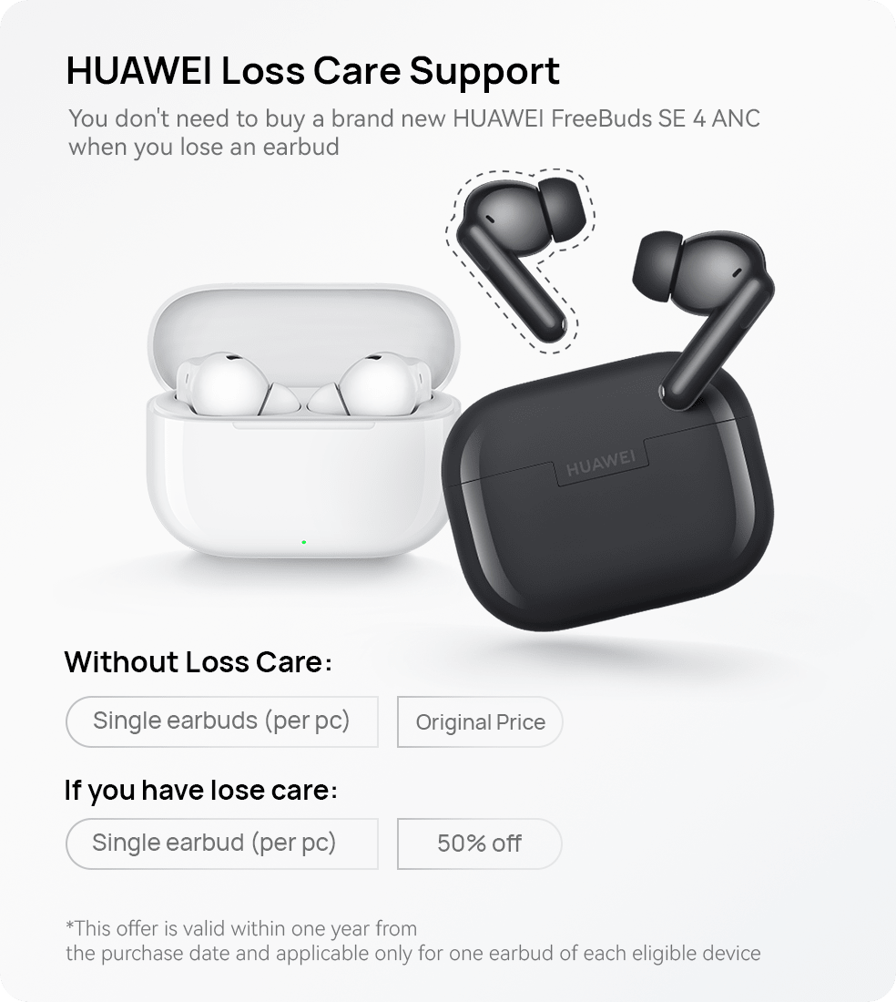 Huawei Freebuds SE 4 ANC Black - سماعات بلوتوث مع تقنية الغاء الضوضاء من هواوي اسود