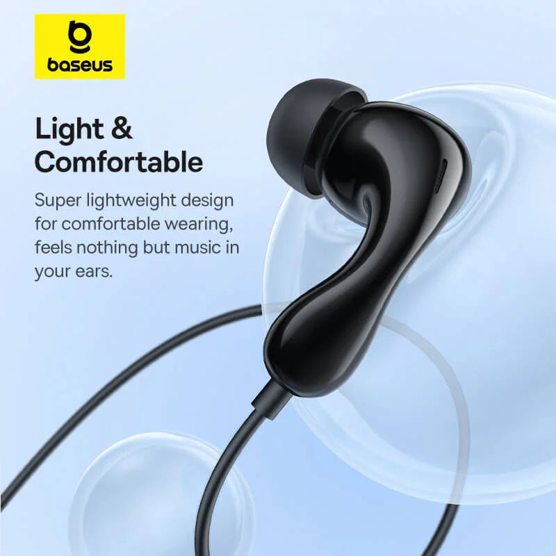 BASEUS ENCOK HZ20 WIRED EARPHONES CLUSTER BLACK - سماعات اوكس 3.5 مم من باسيوس اسود