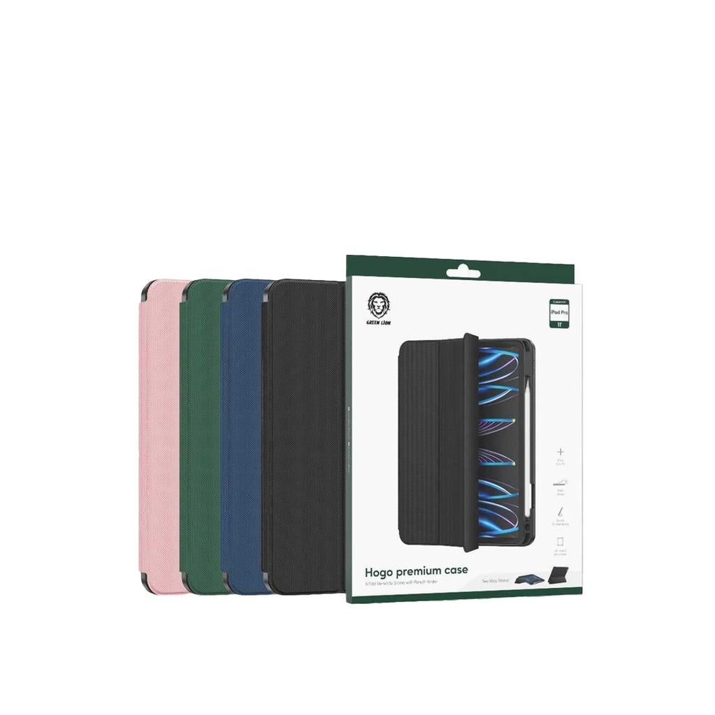 Green Lion Hogo Premium Case with Pencil Holder for iPad Pro 11" Pink - كفر للايباد برو 11 مع مكان مخصص للقلم من كرين وردي