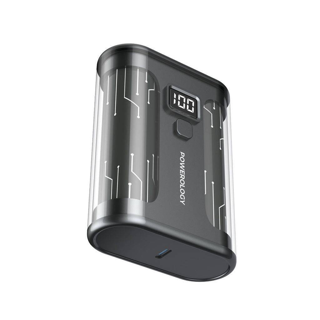 POWEROLOGY CRYSTALLINE SERIES POWERBANK 10000MAH PD 20W - باوربنك 10000 ملي امبير 20 واط مع شاشة رقمية من باورولوجي