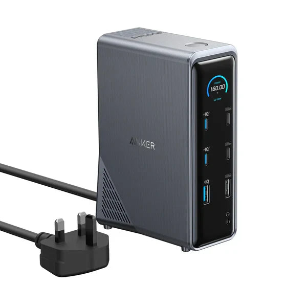 Anker Prime Charging Docking Station 160W 14-in-1 Dual Display Gray - محطة شحن 14 في 1 مع شاشة رقمية 160 واط من انكر