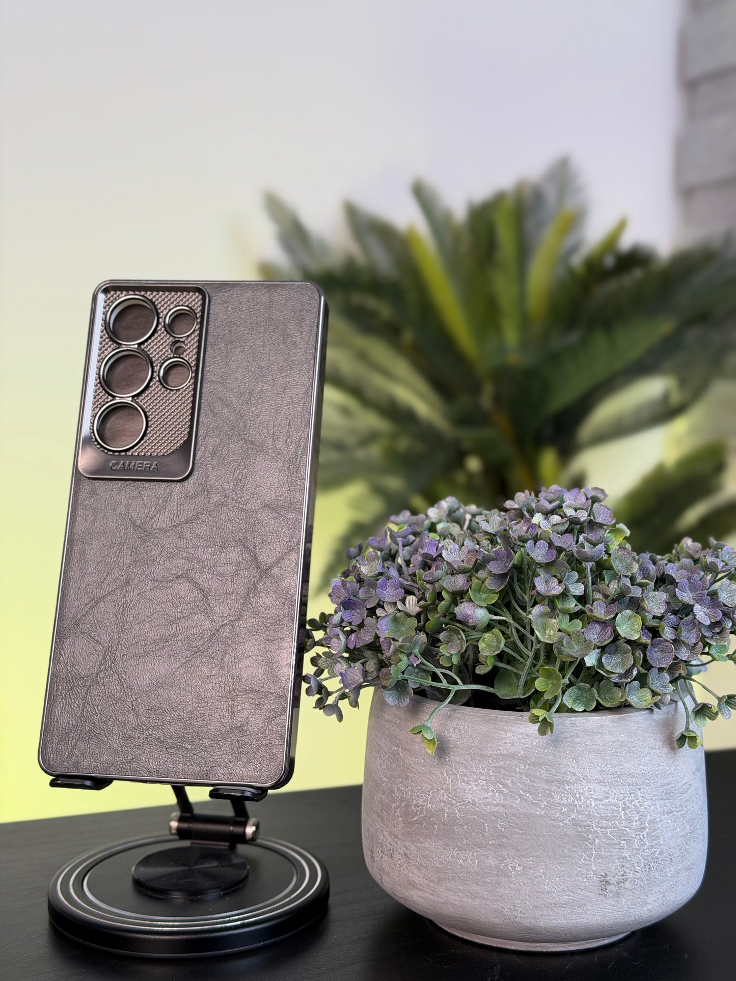 LY42 CASE FOR SAMSUNG S25 ULTRA GRAY- كفر جلد رصاصي للسامسونك اس 25 الترا