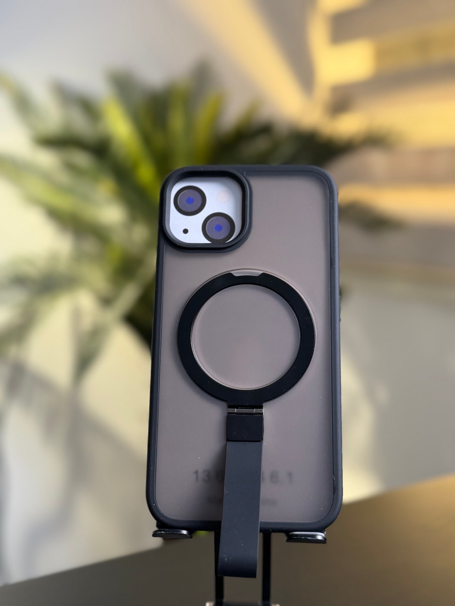 CASE WITH MAGSAFE STAND FOR IPHONE 13/14 BLACK - كفر ايفون 13/14 العادي ماك سيف مع ستاند اسود