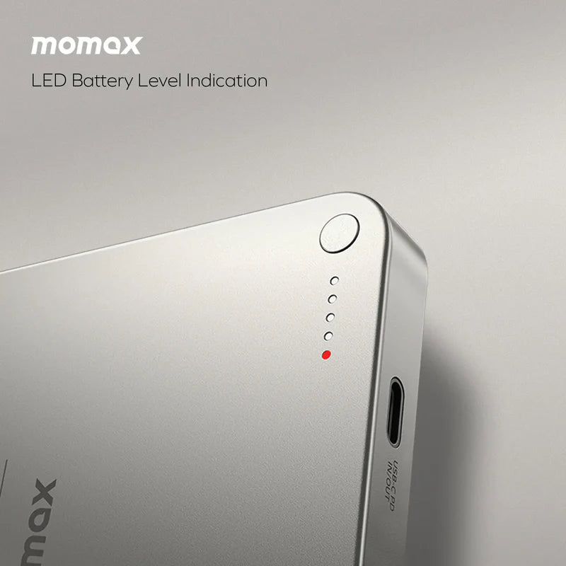 MOMAX Q.MAX X1 10000mAh WIRELESS BATTERY PACK TITANIUM - باوربنك 10000 ملي امبير ماك سيف من موماكس لون تيتانيوم