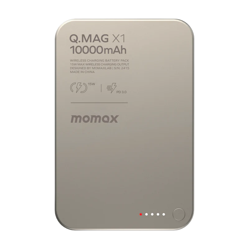 MOMAX Q.MAX X1 10000mAh WIRELESS BATTERY PACK TITANIUM - باوربنك 10000 ملي امبير ماك سيف من موماكس لون تيتانيوم
