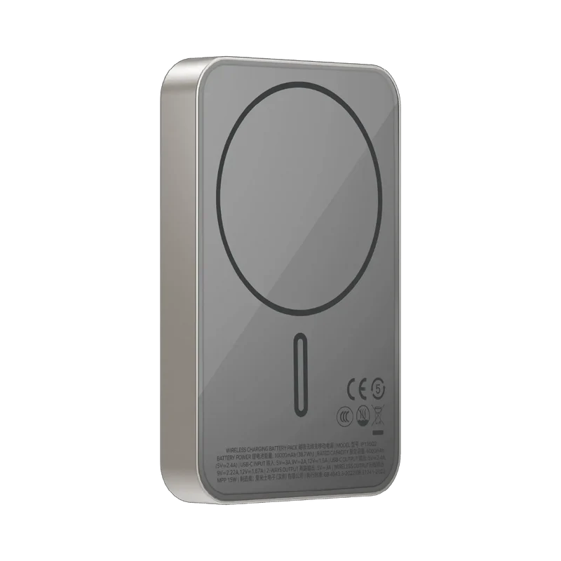 Momax Q.Mag X1 Qi2 Magnetic Wireless Battery Pack 10000mAh Gen 2 Titanium - باوربنك 10000 ملي امبير لاسلكي مغناطيسي الجيل الثاني من موماكس لون تيتانيوم
