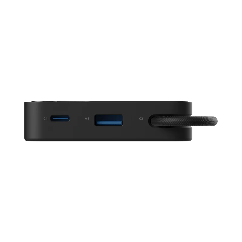 Momax Power X1 Battery Pack 20000mAh with Built-in USB-C Cable Black - باوربنك 20000 ملي امبير 30 واط مع كيبل تايب سي مدمج من موماكس اسود