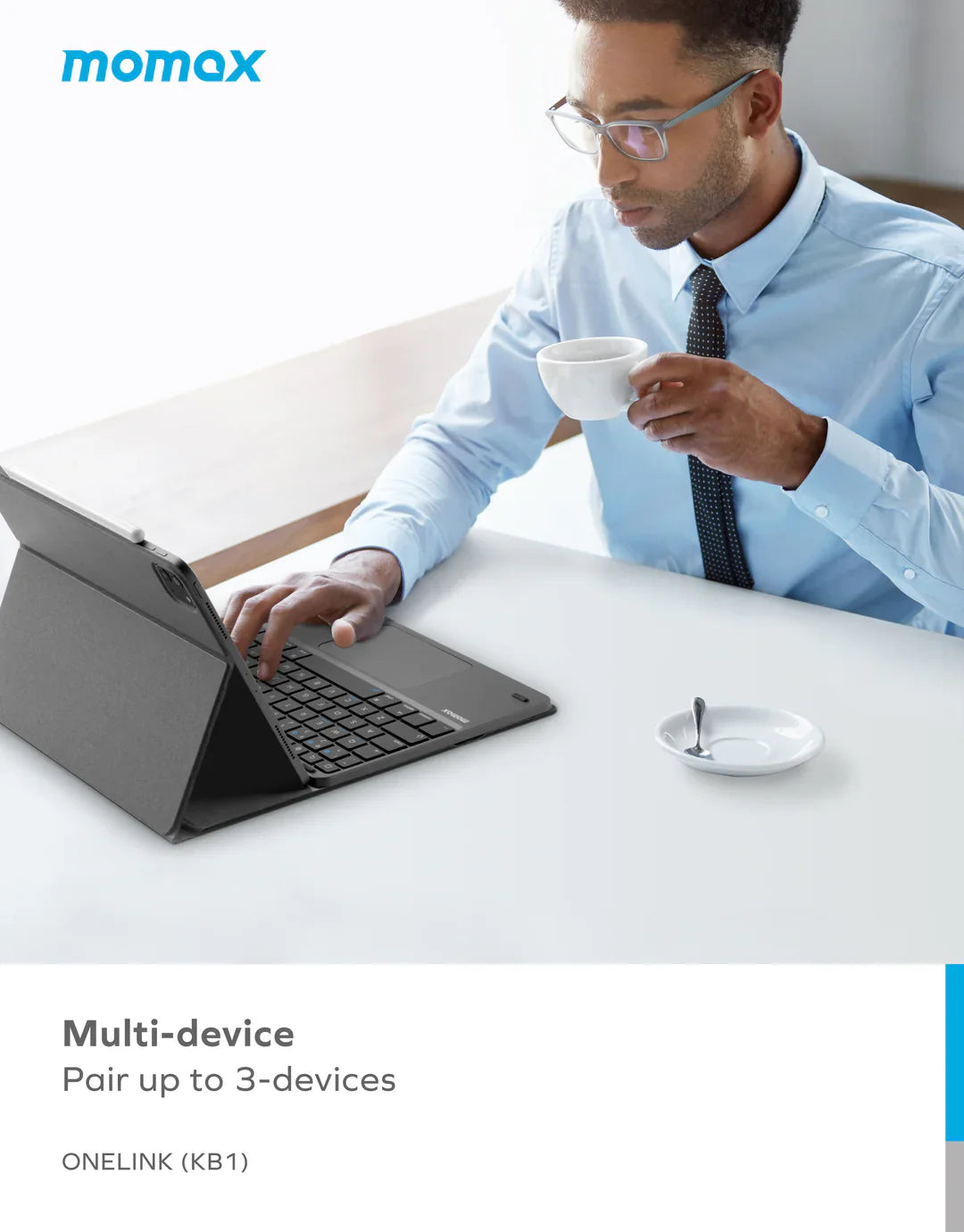 MOMAX ONELINK Wireless Keyboard with Stand KB1 - كيبورد لاسلكي مع ستاند من موماكس