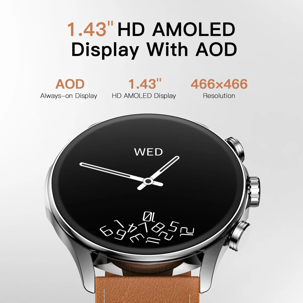 Kieslect Smart Calling Watch Balancer Black with Brown Strap - ساعة ذكية من كيسليكت