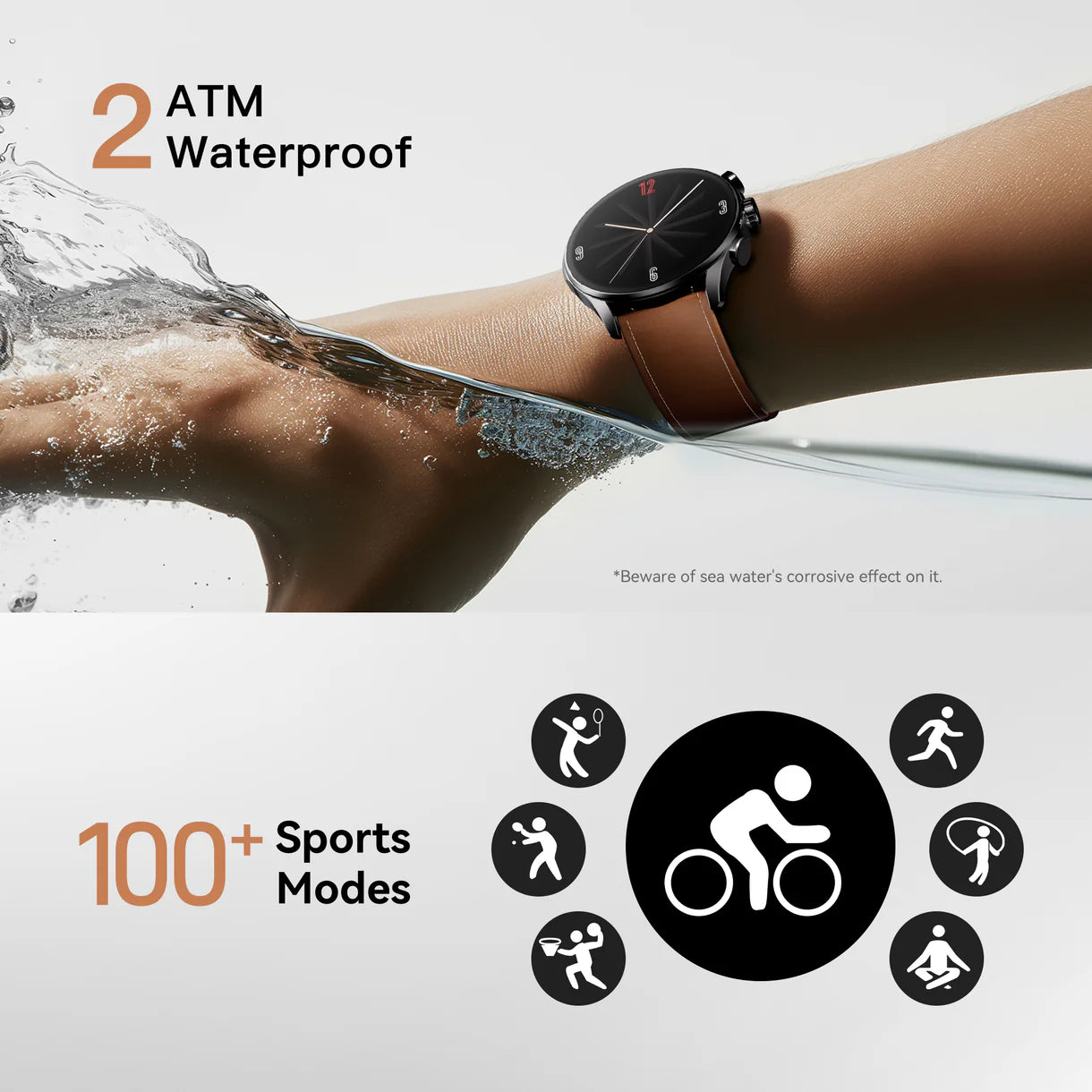 Kieslect Smart Calling Watch Balancer Black with Brown Strap - ساعة ذكية من كيسليكت