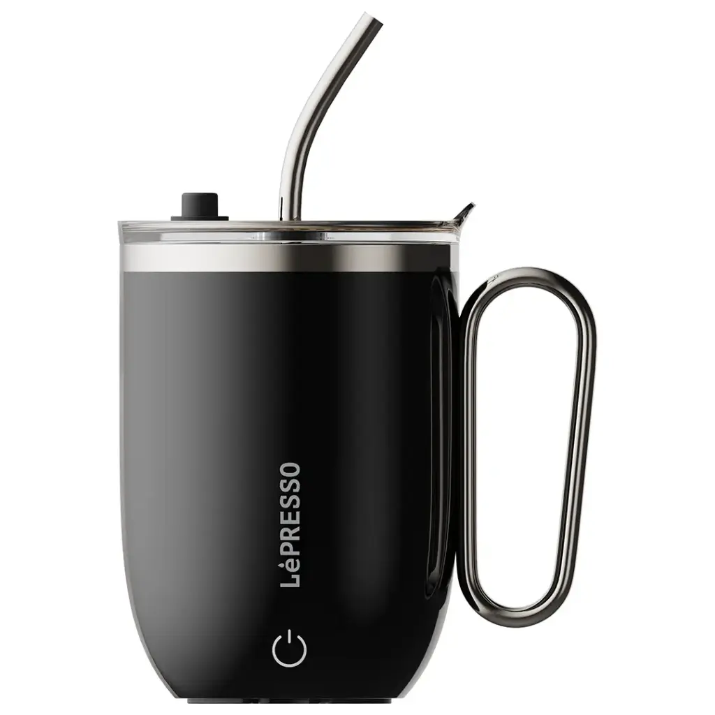 LePresso Sip Spin Auto Stirring 420ml Mug Black - كوب التحريك الذاتي 420 مل من ليبريسو اسود