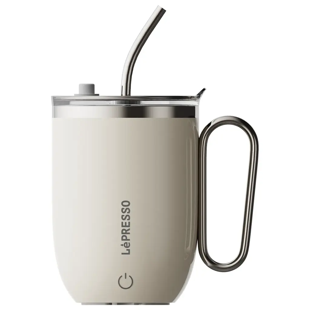 LePresso Sip Spin Auto Stirring 420ml Mug White - كوب التحريك الذاتي 420 مل من ليبريسو ابيض