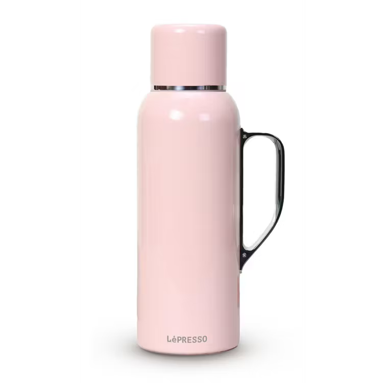 LePresso ThermoSense Stainless Steel Insulated Bottle with Temperature Gauge Pink - مطارة حرارية من الستانلس ستيل مع مؤشر حرارة 850 مل من ليبريسو وردي