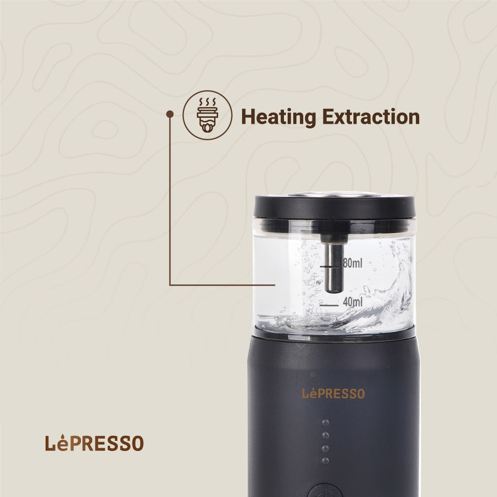 LePresso Portable Espresso Machine With Thermal Meter Black - ماكنة تحضير الاسبريسو المحمولة مع مقياس حرارة من ليبريسو اسود