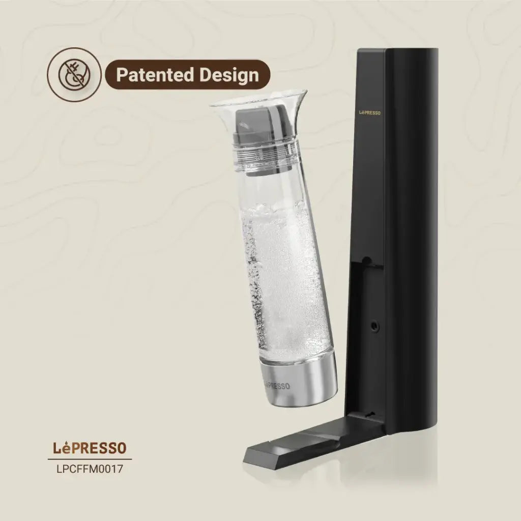 LePresso Sparkling Water Maker With Pressure Release Button Black - جهاز صنع المياه الغازية مع زر تحرير الضغط من ليبريسو اسود(المنتج لا يتضمن قنينة غاز)