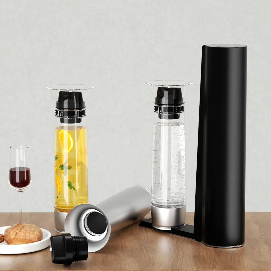 LePresso Sparkling Water Maker With Pressure Release Button Black - جهاز صنع المياه الغازية مع زر تحرير الضغط من ليبريسو اسود(المنتج لا يتضمن قنينة غاز)