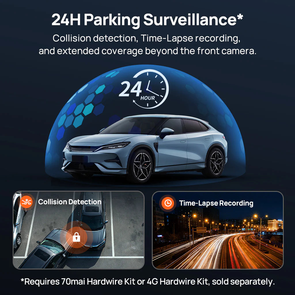 70Mai Dash Cam 4K M800 HDR Set - كاميرا سيارة امامية + خلفية من شاومي