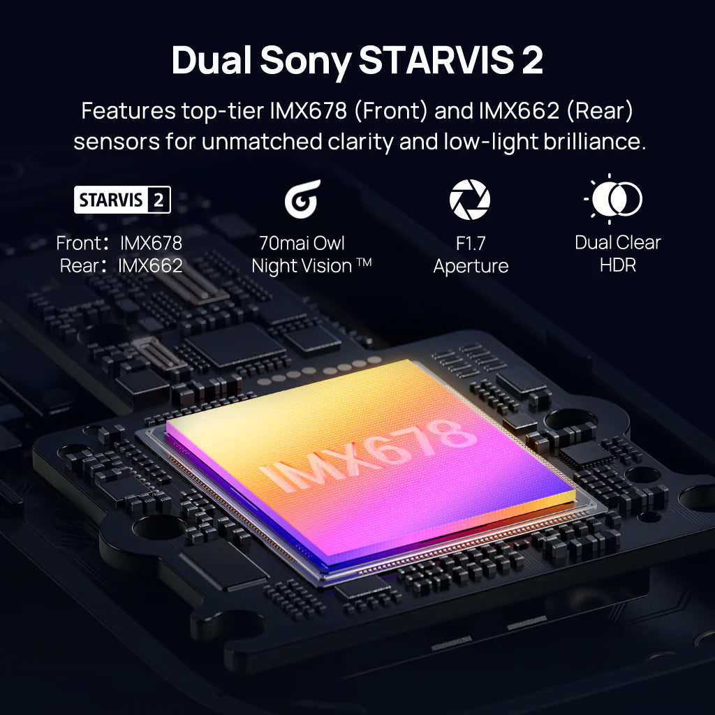 70Mai Dash Cam 4K M800 HDR Set - كاميرا سيارة امامية + خلفية من شاومي