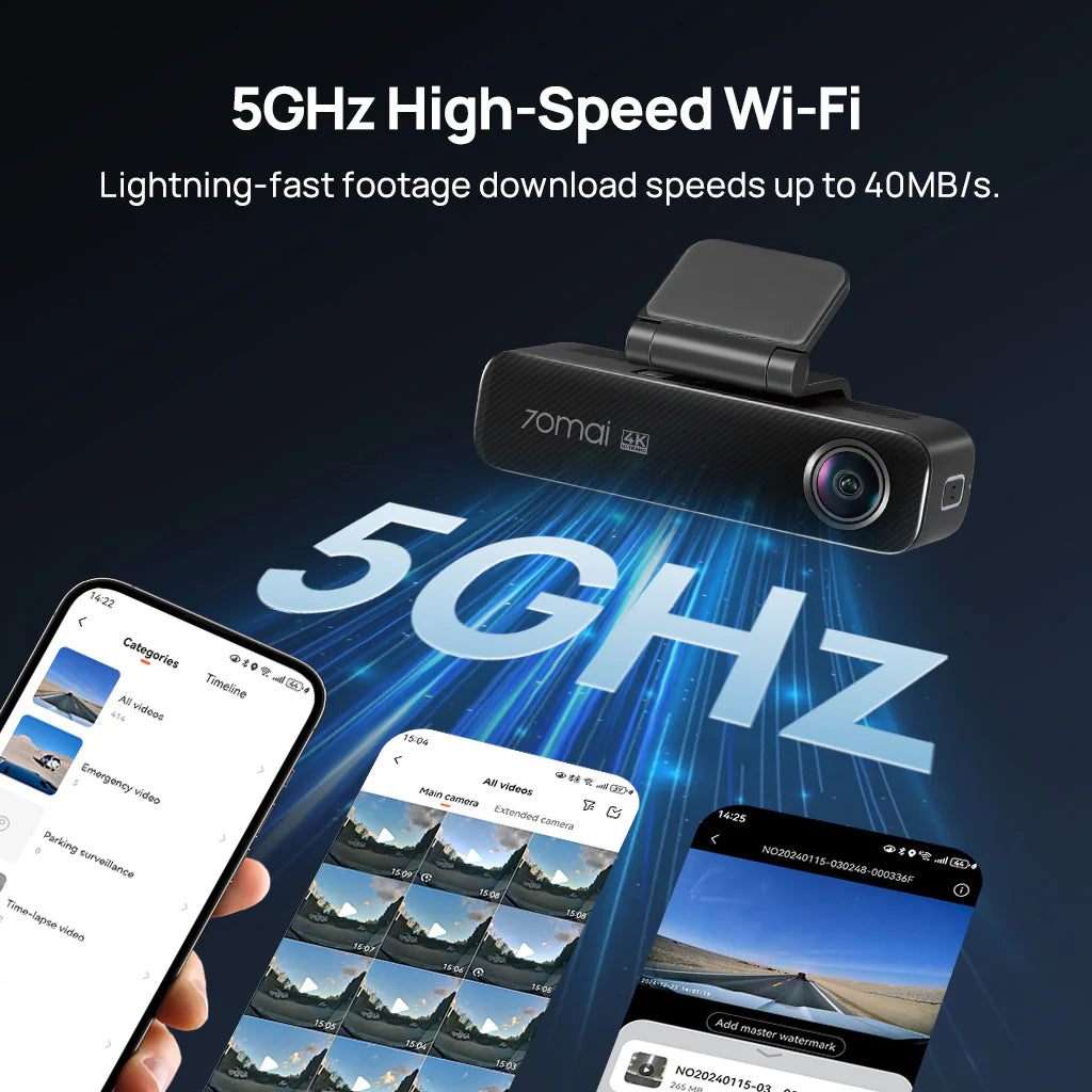 70Mai Dash Cam 4K M800 HDR Set - كاميرا سيارة امامية + خلفية من شاومي