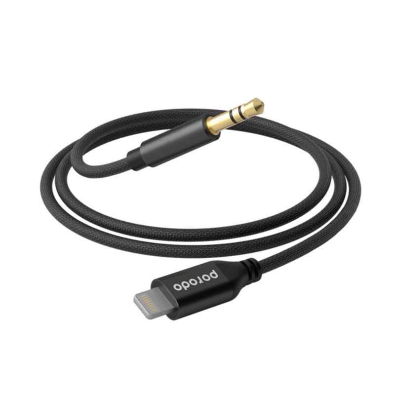 Porodo Braided Aluminum Lightning to 3.5mm AUX Cable 1.2M - كيبل لايتننغ تو اوكس من بورودو