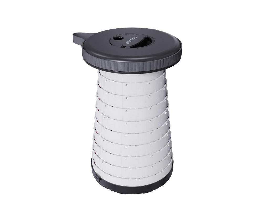 Porodo Camping Telescopic LED (White/Yellow) Stool Black -مقعد تخييم قابل للطي بإضاءة LED من بورودو اسود