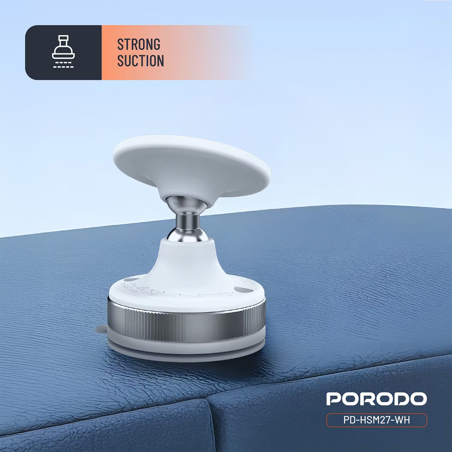 Porodo 360 Rotatable Adjustable Magnetic Vacuum Suction Holder White - ستاند سيارة بالشفط المغناطيسي قابل للتعديل دوار 360 من بورودو