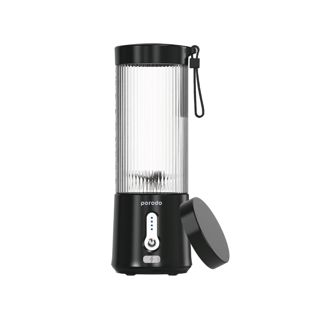 Porodo Lifestyle Portable Blender with Extra Bottom Lid 450ml Black - خلاط محمول 450 مل مع غطاء إضافي من بورودو اسود