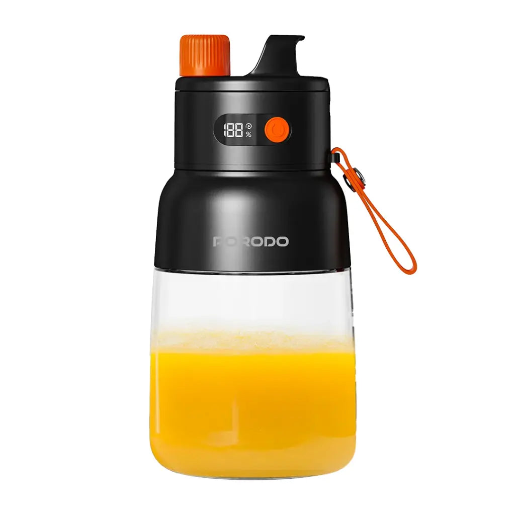Porodo Lifestyle 70W Juicer LED Display 3000mAh 1000ml Type-C Black/Orange - خلاط محمول بسعة 1 لتر وشحن 70 واط من بورودو