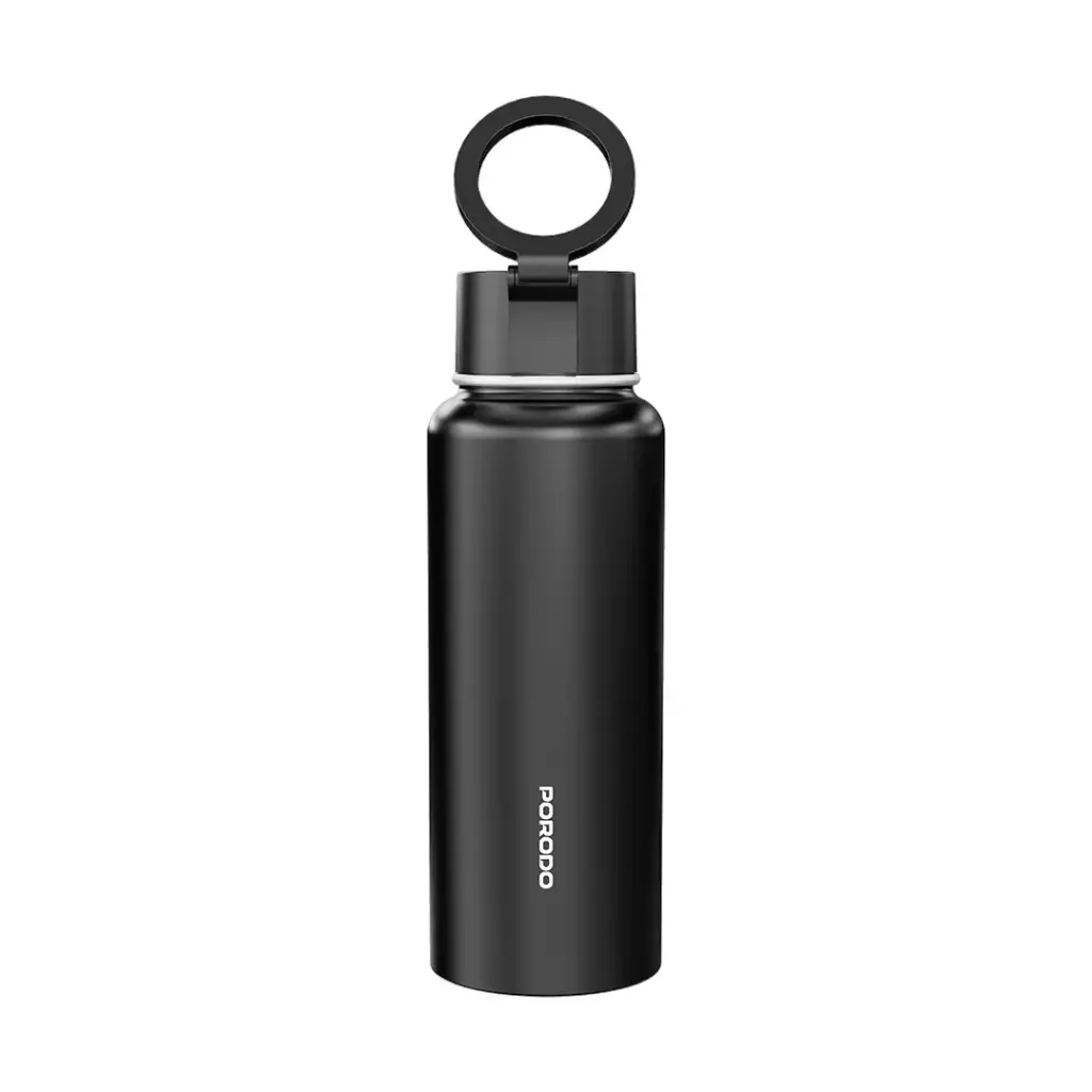 Porodo Lifestyle Magsafe Bottle 1L Black - مطارة مع ستاند ماك سيف بسعة 1 لتر من بورودو اسود