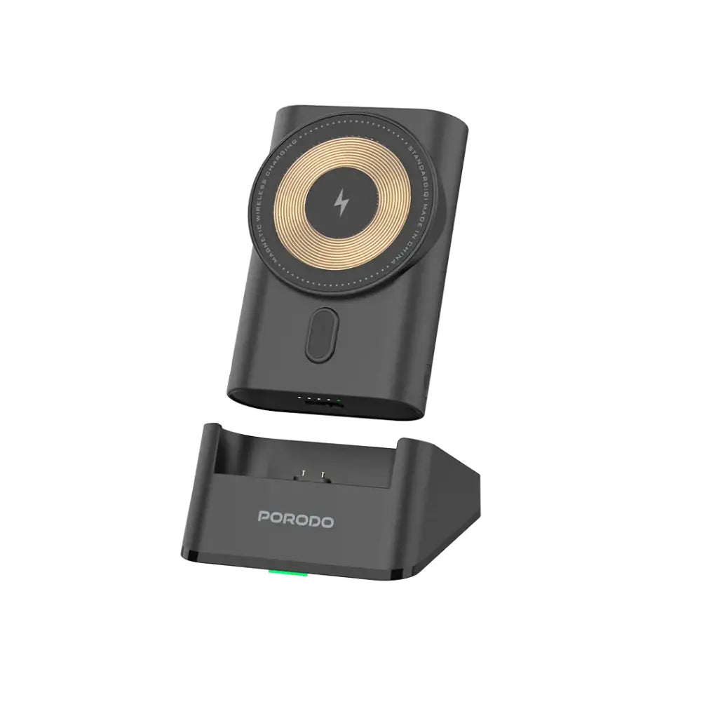 Porodo 40W Portable Transparent 3-in-1 MagSafe Wireless Charging Power Bank 5200mAh Black - باوربنك 3 في 1 5200 ملي امبير 20 واط من بورودو اسود