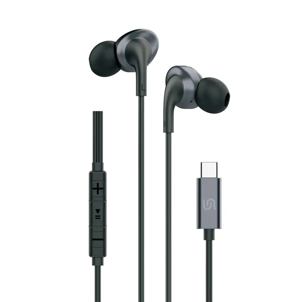 Porodo Soundtec Metal Earphones 10mm Type C Black - سماعات تايب سي سلكية 10 ملم من بورودو اسود
